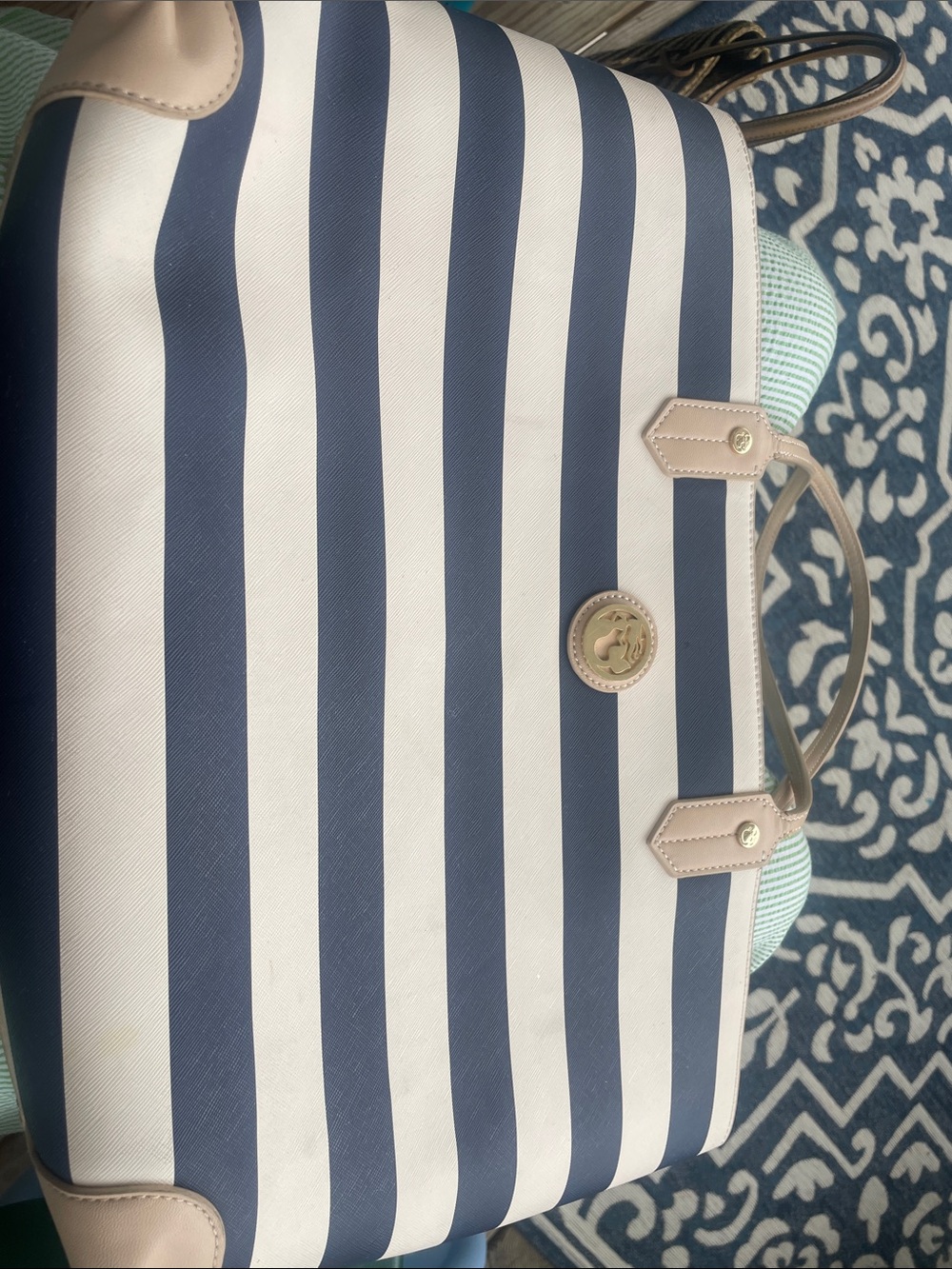 Navy and Cream Striped Spartina Tote excellent condition